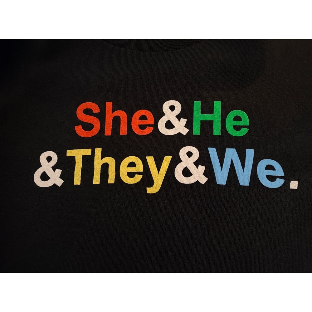 The Phluid Project Pride Graphic Tee Black She He‎ They We T-Shirt NWT
